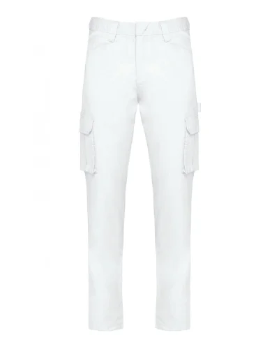 Pantaloni uomo eco MULTITASCHE , cotone bio White