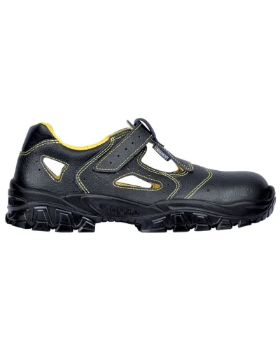 New Don Sandali da Lavoro S1P SRC in Pelle Forata Nera con Velcro