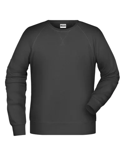 Felpa Uomo Girocollo French Terry Premium 85% Cotone Black
