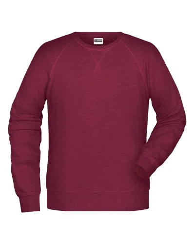 Felpa Uomo Girocollo French Terry Premium 85% Cotone Burgundy Melange