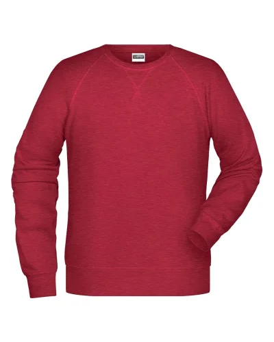 Felpa Uomo Girocollo French Terry Premium 85% Cotone Carmine-Red-Melange
