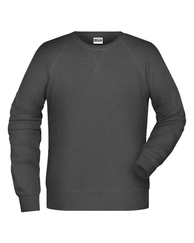 Felpa Uomo Girocollo French Terry Premium 85% Cotone Black-Heather
