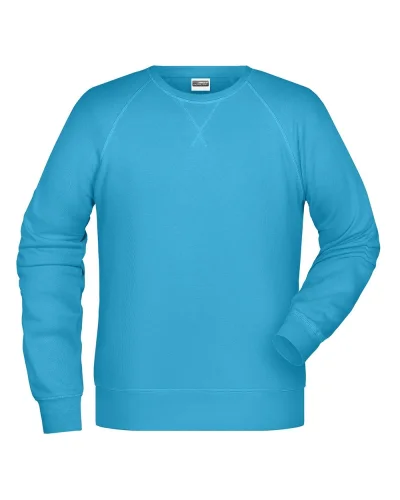 Felpa Uomo Girocollo French Terry Premium 85% Cotone Turquoise