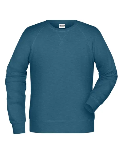 Felpa Uomo Girocollo French Terry Premium 85% Cotone Petrol Melange
