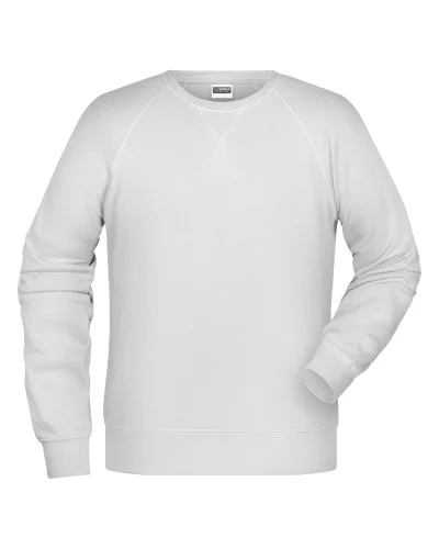 Felpa Uomo Girocollo French Terry Premium 85% Cotone White