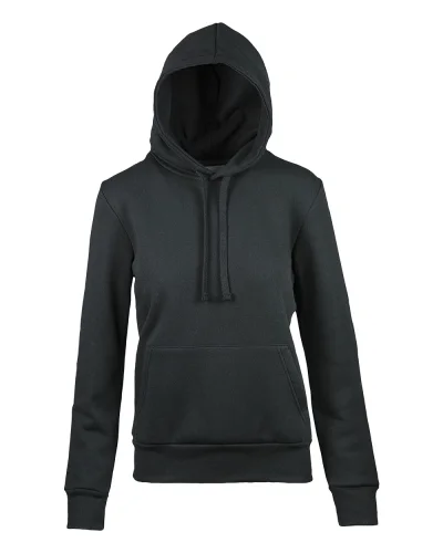 Felpa donna con cappuccio e zip  in french terry Nero