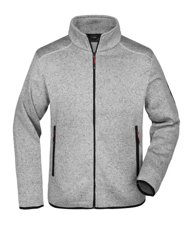 Giacca Fleece Uomo, Regular Fit, Poliestere Light Grey Melange / Red