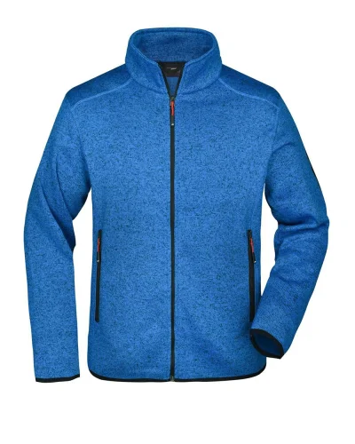 Giacca Fleece Uomo, Regular Fit, Poliestere Royal Melange / Red