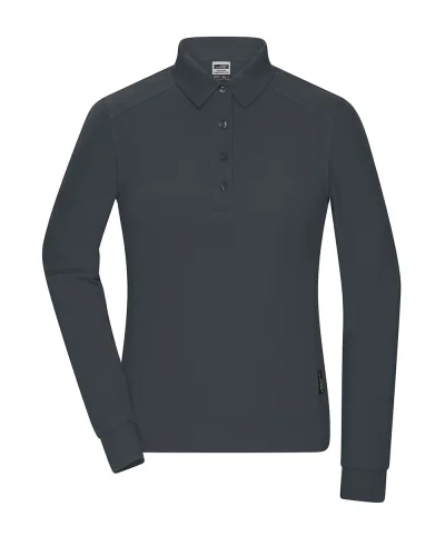 Polo donna maniche lunghe easy-care cotone poliestere UV50+ Carbon