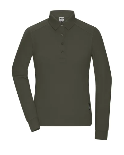 Polo donna maniche lunghe easy-care cotone poliestere UV50+ Olive