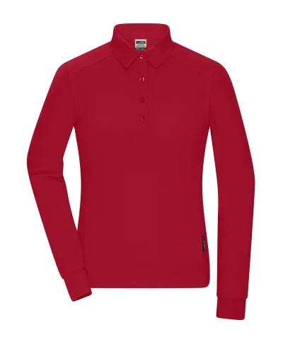 Polo donna maniche lunghe easy-care cotone poliestere UV50+ Red