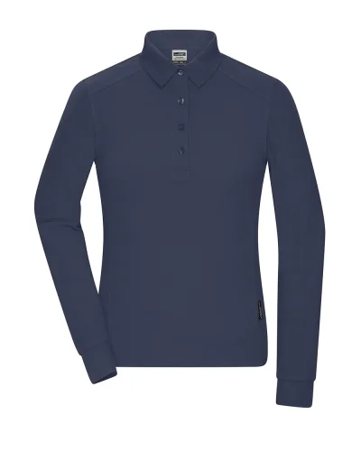 Polo donna maniche lunghe easy-care cotone poliestere UV50+ Navy