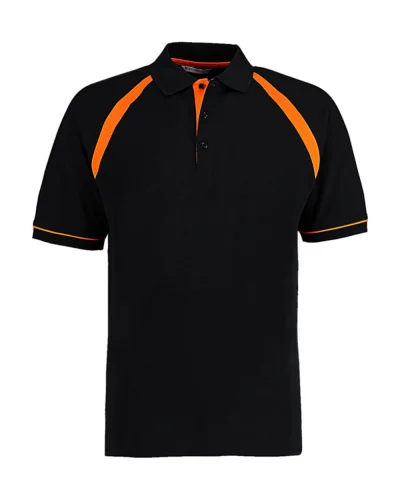 Oak Hill Polo Uomo Cotone Piquè, Classic Fit, Maniche Raglan Black/Orange