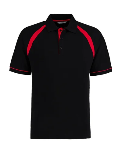 Oak Hill Polo Uomo Cotone Piquè, Classic Fit, Maniche Raglan Black/Red