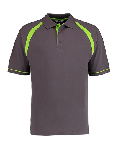 Oak Hill Polo Uomo Cotone Piquè, Classic Fit, Maniche Raglan Charcoal/Lime