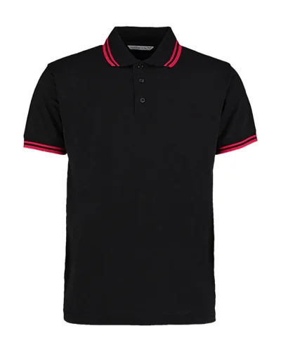 Polo Classic Fit Uomo , Colletto a Contrasto Black/Red