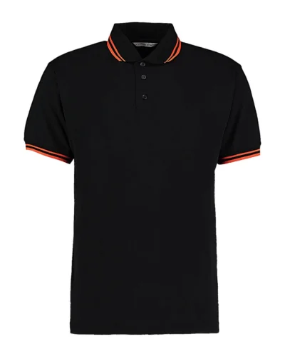 Polo Classic Fit Uomo , Colletto a Contrasto Black/Orange