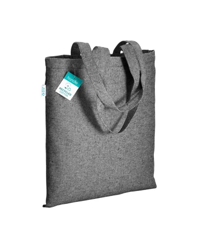 Shopper eco in cotone riciclato 280g - 38x42cm - manici lunghi Nero