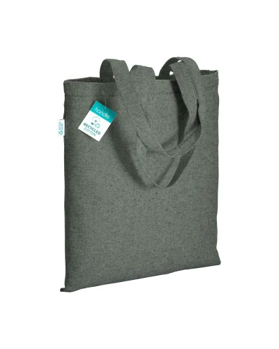 Shopper eco in cotone riciclato 280g - 38x42cm - manici lunghi Verde
