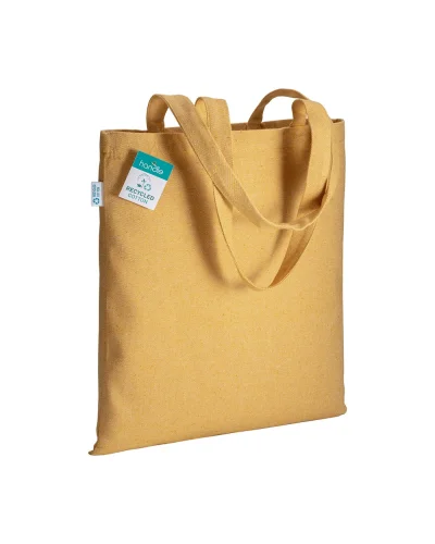 Shopper eco in cotone riciclato 280g - 38x42cm - manici lunghi Giallo