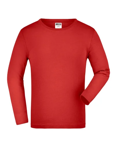 James Nicholson Maglia Junior Manica Lunga Cotone 100% Regular Zip Red