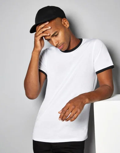T-shirt Ringer Fashion Fit bicolore, 160g, no label Black / White