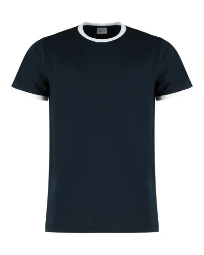 T-shirt Ringer Fashion Fit bicolore, 160g, no label Navy / White