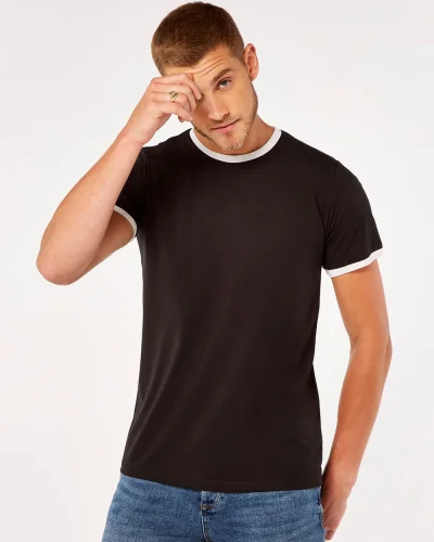 T-shirt Ringer Fashion Fit bicolore, 160g, no label