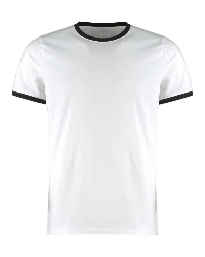 T-shirt Ringer Fashion Fit bicolore, 160g, no label White / Black