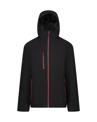 Navigate Giacca Impermeabile Isotex 10000 Uomo, 100% Poliestere Black/Classic Red