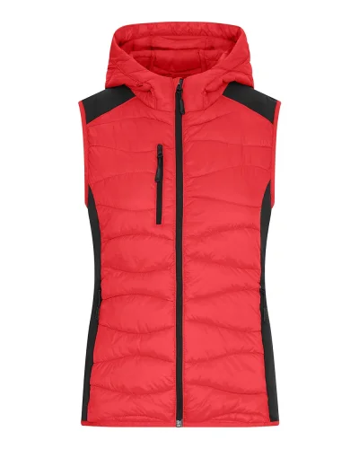 Doxa Hybrid Vest Donna, pile trapuntato, SoronaAura, zip YKK Red/Black