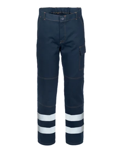 SerioPlus+ Pantalone da Lavoro Cotone Banda Rifrangente Blu