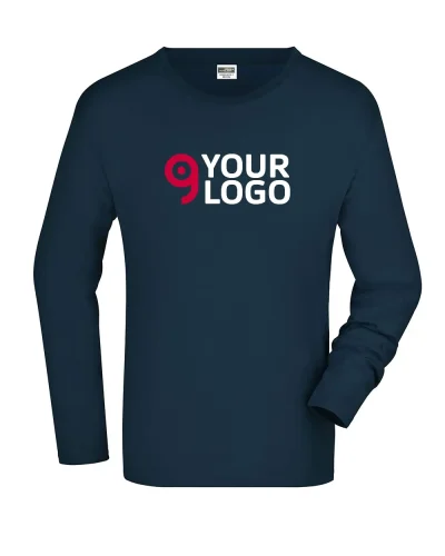 T-shirt uomo manica lunga cotone 150g, regular fit, zip,