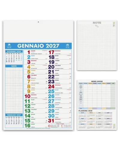 Calendario Olandese Multicolor Notes 2027 29x47cm 12 mesi