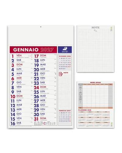 Calendario Olandese Notes 29x47cm carta patinata 12 mesi Rosso