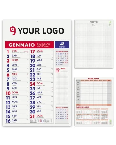 Calendario Olandese Notes 29x47cm carta patinata 12 mesi