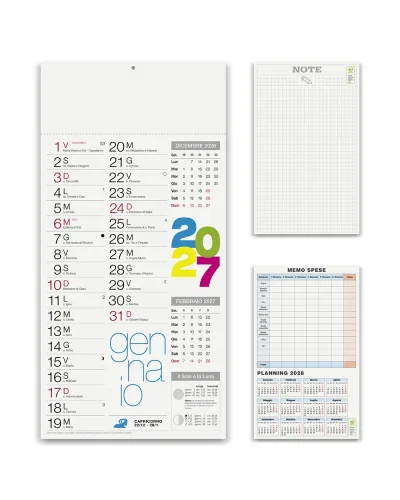 Calendario Olandese Shaded Moderno 12 mesi, 23x47 cm, carta patinata