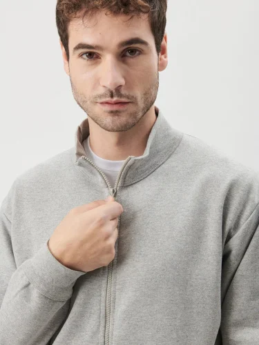 Felpa zip Explorer Cotone Italiano, No Label, Classic Fit
