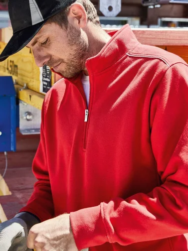 Felpa da lavoro Solid Half-Zip, cotone/poliestere, lavabile 60°C