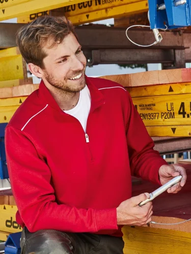 Felpa da lavoro Solid Half-Zip, cotone/poliestere, lavabile 60°C