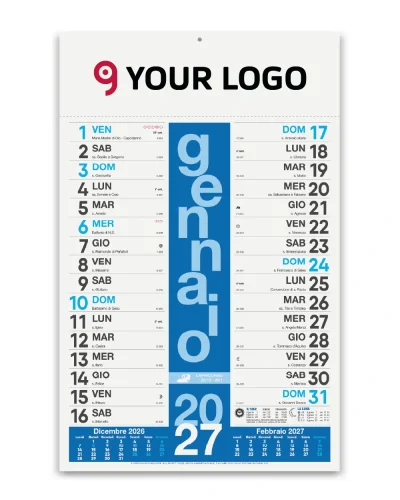 Calendario Olandese Colors 2027, 12 mesi, 29x47 cm, carta patinata