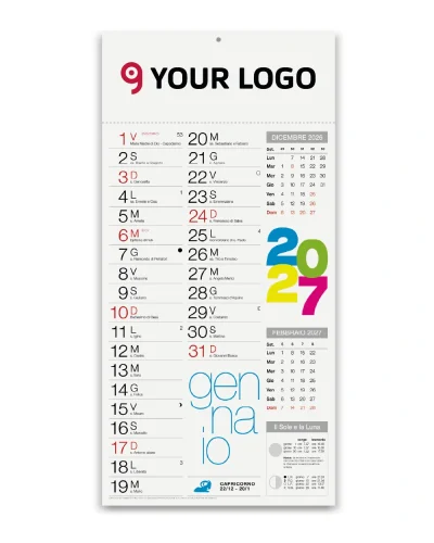 Calendario Olandese Shaded Moderno 12 mesi, 23x47 cm, carta patinata