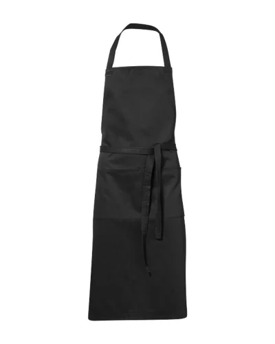 Grembiule Viera lungo con 2 tasche, twill robusto 100x70 cm Nero