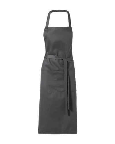 Grembiule Viera lungo con 2 tasche, twill robusto 100x70 cm Grigio Scuro