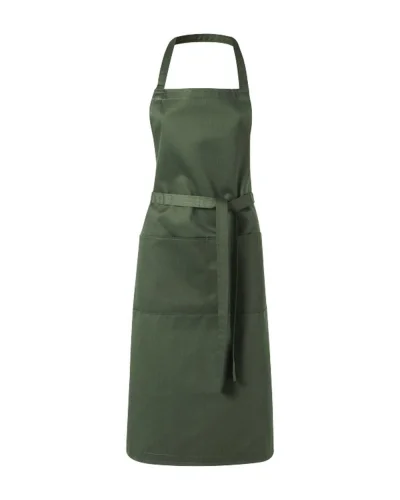 Grembiule Viera lungo con 2 tasche, twill robusto 100x70 cm Verde Bottiglia
