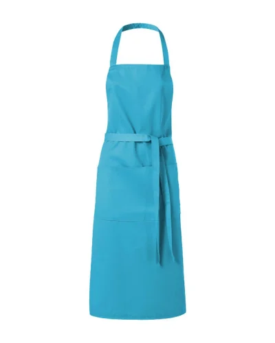 Grembiule Viera lungo con 2 tasche, twill robusto 100x70 cm Azzurro Acqua