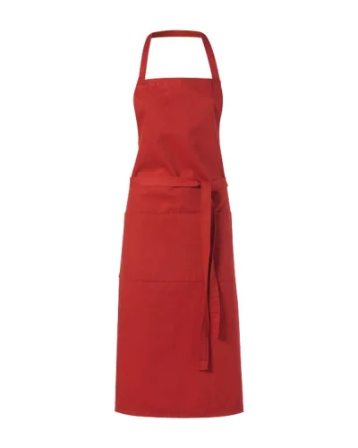 Grembiule Viera lungo con 2 tasche, twill robusto 100x70 cm Rosso