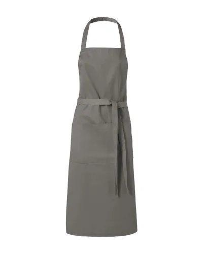 Grembiule Viera lungo con 2 tasche, twill robusto 100x70 cm Grigio Chiaro