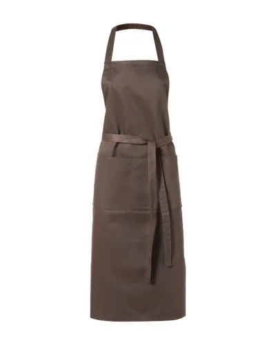 Grembiule Viera lungo con 2 tasche, twill robusto 100x70 cm Marrone