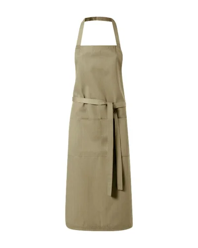 Grembiule Viera lungo con 2 tasche, twill robusto 100x70 cm Kaki